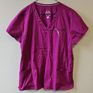 Health Pro Purple XL V Neck Scrub Top